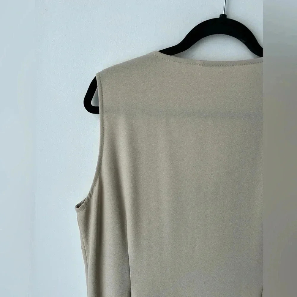 Wallis Long Crepe Vest Duster Minimalist Sleeveless Cardigan Neutral Capsule - Picture 9 of 12